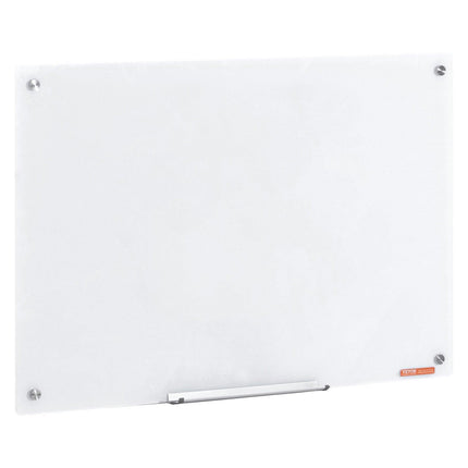 Magnetic Glass Whiteboard, Dry Erase Board 36"x24", Wall-Mounted Large White Glassboard Frameless, with Marker Tray, an Eraser and 2 Markers, White.