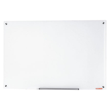 Magnetic Glass Whiteboard, Dry Erase Board 48"x32", Wall-Mounted Large White Glassboard Frameless, with Marker Tray, an Eraser and 2 Markers, White.