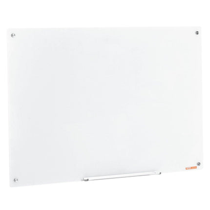 Magnetic Glass Whiteboard, Dry Erase Board 48"x32", Wall-Mounted Large White Glassboard Frameless, with Marker Tray, an Eraser and 2 Markers, White.