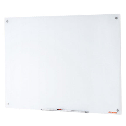 Magnetic Glass Whiteboard, Dry Erase Board 48"x32", Wall-Mounted Large White Glassboard Frameless, with Marker Tray, an Eraser and 2 Markers, White.