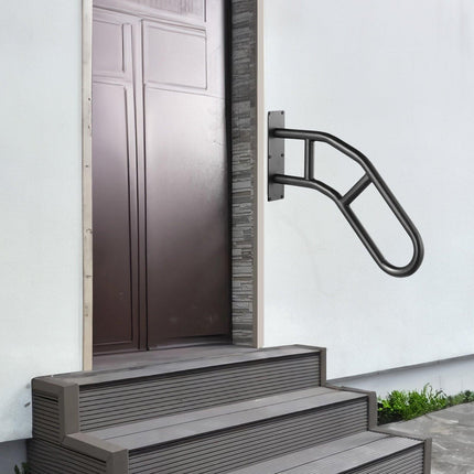 Handrails for Outdoor Steps, 29" Length Wall Mount Safety Railings for 1-3 Steps, U-Shaped Handrail with Matte Black Finished, Stair Handrails for Kids, Elderly, Pregnant Women, Disabled.