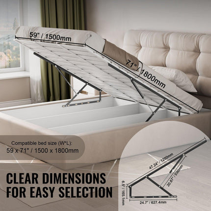 Bed Lift 59x71 in Compatible Bed Size 154 lbs Load DIY Wall Bed Hardware.