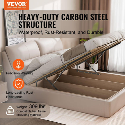 Bed Lift, 1500x2000mm Compatible Extra-large Size 140kg Load Bearing, DIY Wall Bed Mechanical Hardware Kit Vertical Deluxe, Pneumatic Lever Heavy Duty Support, Folding for Guestroom.