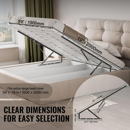 Bed Lift, 1500x2000mm Compatible Extra-large Size 140kg Load Bearing, DIY Wall Bed Mechanical Hardware Kit Vertical Deluxe, Pneumatic Lever Heavy Duty Support, Folding for Guestroom.