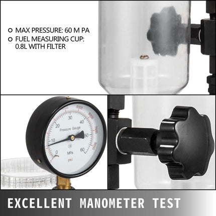 Diesel Injector Nozzle 
Pressure Tester Dual scale Manometer Test Tool 0-600Bar (0-8000PSI) 
60Mpa Test Pressure High Configuration.