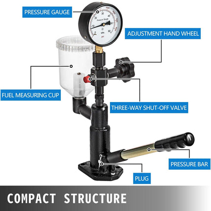 Diesel Injector Nozzle 
Pressure Tester Dual scale Manometer Test Tool 0-600Bar (0-8000PSI) 
60Mpa Test Pressure High Configuration.