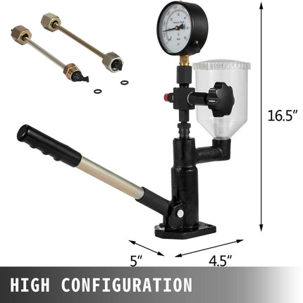 Diesel Injector Nozzle 
Pressure Tester Dual scale Manometer Test Tool 0-600Bar (0-8000PSI) 
60Mpa Test Pressure High Configuration.