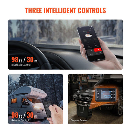 8KW Diesel Heater, 12V/24V All in One Diesel Air Heater, Bluetooth APP Control, Remote Control and Display Screen, CO Alarm, Fast Heating Vertical Portable Diesel Heater for Vehicles, Garage.