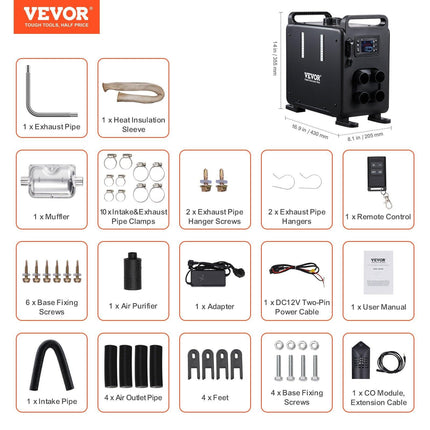 8KW Diesel Heater, 12V/24V All in One Diesel Air Heater, Bluetooth APP Control, Remote Control and Display Screen, CO Alarm, Fast Heating Vertical Portable Diesel Heater for Vehicles, Garage.