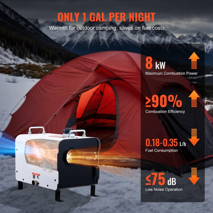 8KW Diesel Heater, 12V/24V All in One Diesel Air Heater, with Bluetooth APP Control, Remote Control and Display Screen, CO Alarm, Fast Heating Portable Diesel Heater for Vehicles and Outdoors.