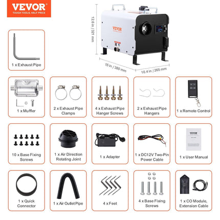 8KW Diesel Heater, 12V/24V All in One Diesel Air Heater, with Bluetooth APP Control, Remote Control and Display Screen, CO Alarm, Fast Heating Portable Diesel Heater for Vehicles and Outdoors.