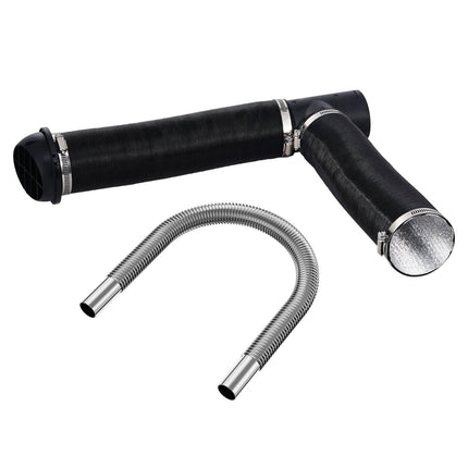 Diesel Heater Pipe Ducting Set, 3" Extendable Air Duct Hose, 1" Stainless Steel Exhaust Pipe, 2 Air Vents, Tee Air Outlet Connector and Hose Clamps, for 2KW/5KW/8KW Diesel Parking Heaters.