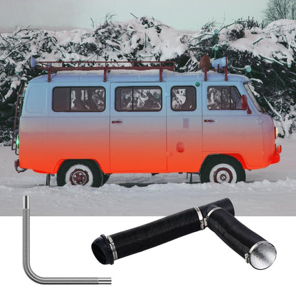 Diesel Heater Pipe Ducting Set, 3" Extendable Air Duct Hose, 1" Stainless Steel Exhaust Pipe, 2 Air Vents, Tee Air Outlet Connector and Hose Clamps, for 2KW/5KW/8KW Diesel Parking Heaters.