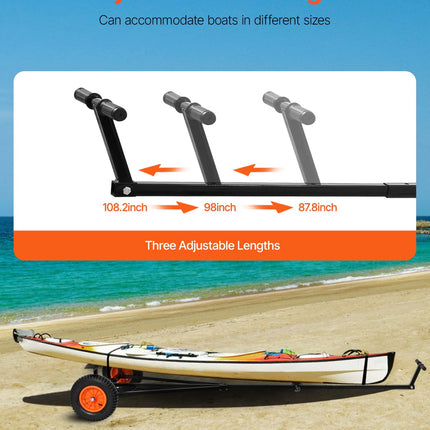 420lbs Boat Trailer Dolly Mover Adjustable Length with 15.7 in Pneumatic Tires.