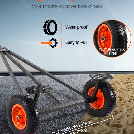 420lbs Boat Trailer Dolly Mover Adjustable Length with 15.7 in Pneumatic Tires.