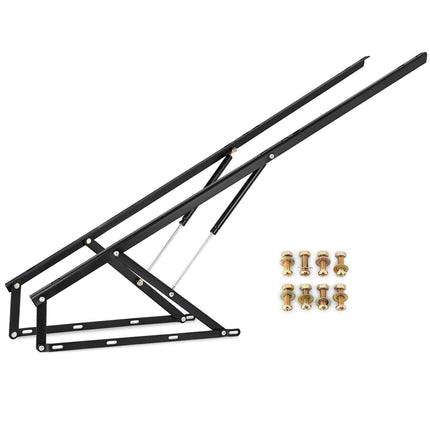 Pair of 5FT Pneumatic Mechanism Heavy Duty Gas Spring Kit for Box Bed Sofa Storage Space Saving DIY Project Lifter Lift Up Hardware Black.