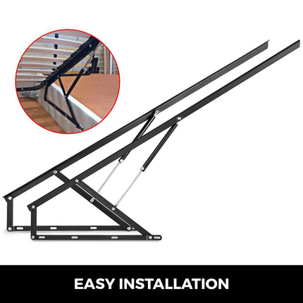 Pair of 5FT Pneumatic Mechanism Heavy Duty Gas Spring Kit for Box Bed Sofa Storage Space Saving DIY Project Lifter Lift Up Hardware Black.
