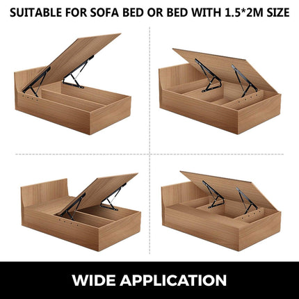 Pair of 5FT Pneumatic Mechanism Heavy Duty Gas Spring Kit for Box Bed Sofa Storage Space Saving DIY Project Lifter Lift Up Hardware Black.