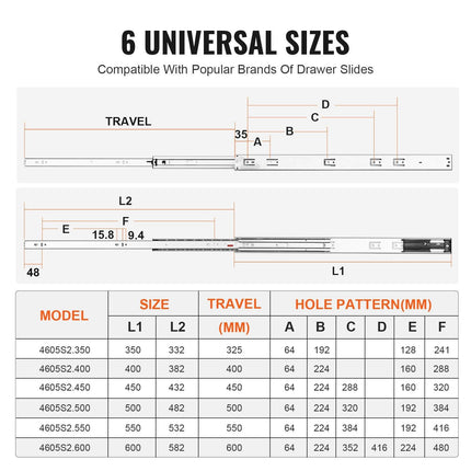 10 Pairs of 609.6mm Drawer Slides Side Mount Rails, Heavy Duty Full Extension Steel Track, Soft-Close Noiseless Guide Glides Cabinet Kitchen Runners with Ball Bearing, 100 Lbs Load Capacity.