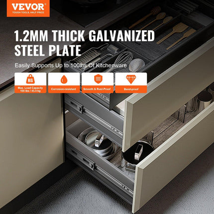 6 Pairs of 508mm Drawer Slides Side Mount Rails, Heavy Duty Full Extension Steel Track, Soft-Close Noiseless Guide Glides Cabinet Kitchen Runners with Ball Bearing, 100 Lbs Load Capacity.