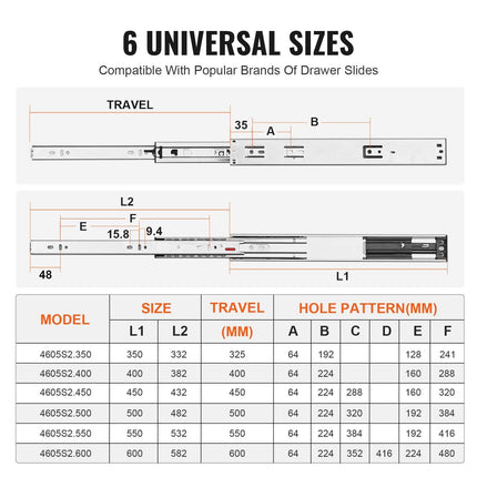 10 Pairs of 406.4mm Drawer Slides Side Mount Rails, Heavy Duty Full Extension Steel Track, Soft-Close Noiseless Guide Glides Cabinet Kitchen Runners with Ball Bearing, 100 Lbs Load Capacity.