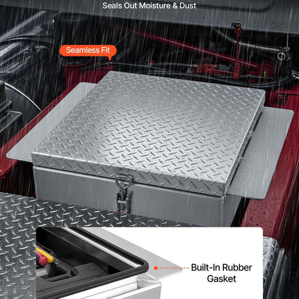 Truck Bed Tool Box, Heavy Duty Aluminum Tool Box with Diamond Plate, Storage Toolbox Chest Organizer Supports up to 100 kg, Ideal for Pickup, Truck Bed, RV, Trailer, 770 x 610 x 230 mm, Silver.