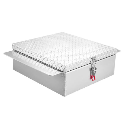 Truck Bed Tool Box, Heavy Duty Aluminum Tool Box with Diamond Plate, Storage Toolbox Chest Organizer Supports up to 100 kg, Ideal for Pickup, Truck Bed, RV, Trailer, 770 x 610 x 230 mm, Silver.