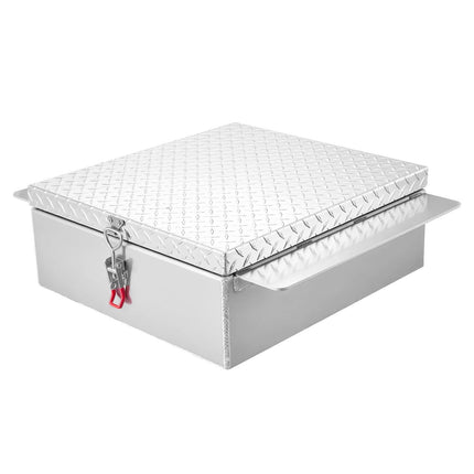 Truck Bed Tool Box, Heavy Duty Aluminum Tool Box with Diamond Plate, Storage Toolbox Chest Organizer Supports up to 100 kg, Ideal for Pickup, Truck Bed, RV, Trailer, 770 x 610 x 230 mm, Silver.