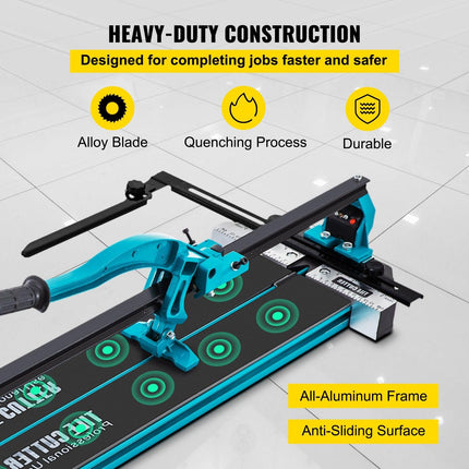 Tile Cutter 24in Cutting Tool w/ Laser Guide Single Rail Double Brackets.