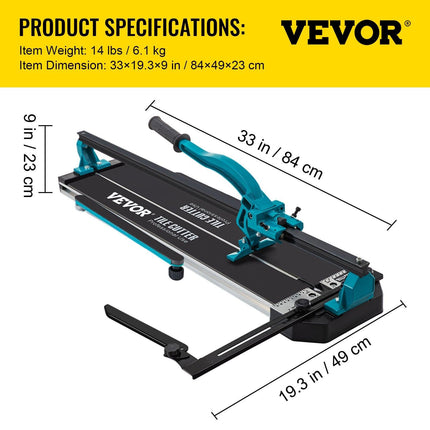 Tile Cutter 24in Cutting Tool w/ Laser Guide Single Rail Double Brackets.