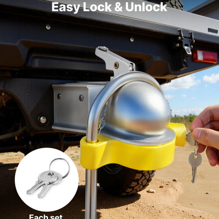 Trailer Hitch Lock Kit, Fits for 46 mm, 50.8 mm, 58.7 mm Couplers, Heavy-Duty Anti-Theft Trailer Ball Lock with Keys, Prying-Resistant, Adjustable Height Design for RVs, Boats, Trailers.