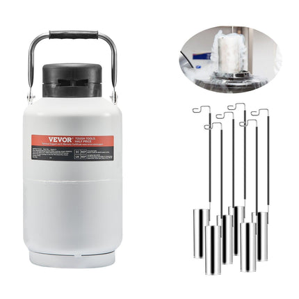 Liquid Nitrogen Tank, 3 L Aluminum Alloy Liquid Nitrogen Container, LN2 Tank Dewar with 6 Canisters and Carry Bag with Straps, Cryogenic Tank for Beauty Industry, Semen Preservation, Scientific.