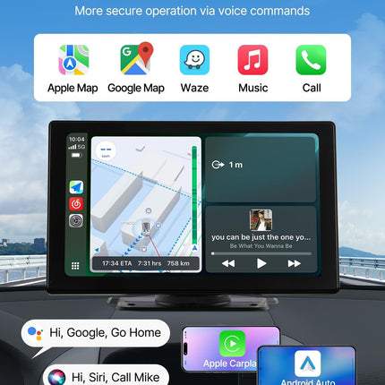 Car Stereo Radio CarPlay Touchscreen 228.6 mm Apple Android Backup Camera.