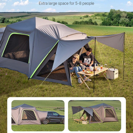 SUV Tent for Camping, 10FT L x 10FT W, Waterproof PU2000mm Spacious Double Layer Design for 5-8 Person, SUV Camping Tent with Shade Awning and Mesh Windows, Includes Rainfly and Storage Bag.