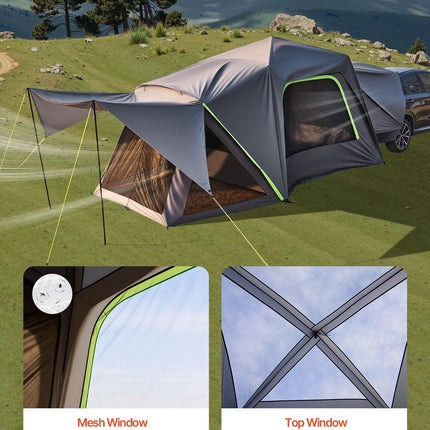 SUV Tent for Camping, 10FT L x 10FT W, Waterproof PU2000mm Spacious Double Layer Design for 5-8 Person, SUV Camping Tent with Shade Awning and Mesh Windows, Includes Rainfly and Storage Bag.