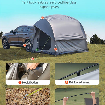 SUV Tent for Camping, 8FT L x 8FT W, Waterproof PU2000mm Spacious Double Layer Design for 5-8 Person, SUV Camping Tent with Mesh Windows, Includes Rainfly & Storage Bag, for Outdoor Activities.