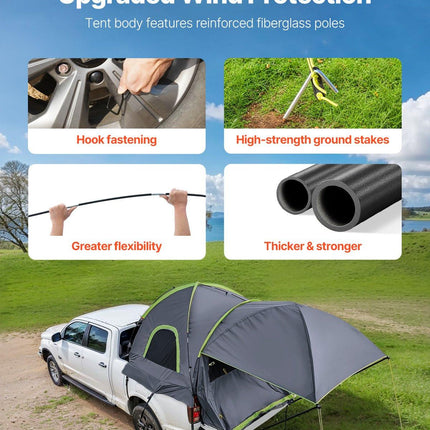 Truck Tent 8.0-8.2ft Waterproof PU2000 Truck Bed Camping Tent 2-3 Person.