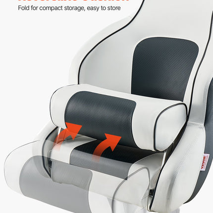 Boat Seat, High Backrest, Flip Up Boat Seat Captain Bucket Seat with Thickened Sponge Cushion & Waterproof PVC Leather, Ergonomic Design, Folding Boat Seat for Boats, Yachts, Ships, White & Grey.