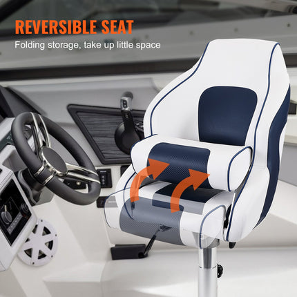 Captain Bucket Seat Boat Seat, Flip Up Boat Seat, with Thickened Sponge Padding, Flip-up Bolster Boat Captain Chair for Fishing Boat, Sightseeing Boat, Speedboat, Canoe, 1-Piece.