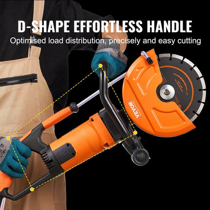 Electric Concrete Saw, 9 in, 2000 W 15 A Motor Circular Saw Cutter with 3.5 in Cutting Depth, Wet/Dry Disk Saw Cutter Includes Water Line, Pump and Blade, for Stone, Brick.