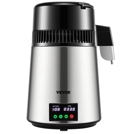 4L Water Distiller 1L/H Distilled Water Maker Timing & Temp Display Silver.