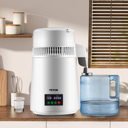 4L Water Distiller 1L/H Distilled Water Maker Timing & Temp Display White.