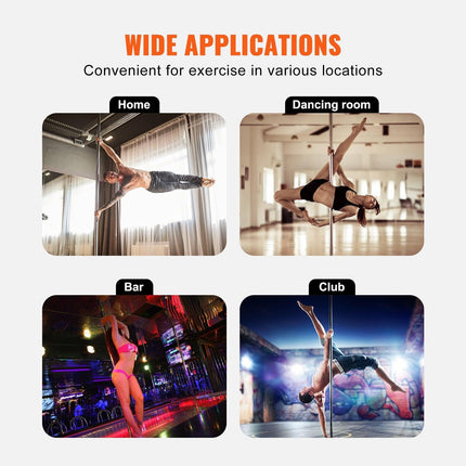 Professional Dancing Pole, Spinning Static Dancing Pole Kit, Portable Removable Pole, 45mm Heavy-Duty Stainless Steel Pole, Height Adjustable Fitness Pole, for Exercise Home Club Gym, Silver.