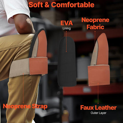 Knee Pads for Work, Durable Leather Construction Pads, Machine Washable Work Knee Pads, Easy to Wear and Take off, Extra Thick Knee Support for Gardening Flooring and Cleaning, Black and Brown.