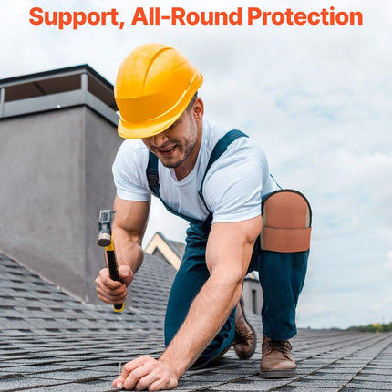 Knee Pads for Work, Durable Leather Construction Pads, Machine Washable Work Knee Pads, Easy to Wear and Take off, Extra Thick Knee Support for Gardening Flooring and Cleaning, Black and Brown.