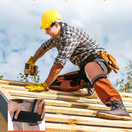 Knee Pads for Work, Durable Leather Construction Pads, Machine Washable Work Knee Pads, Easy to Wear and Take off, Extra Thick Knee Support for Gardening Flooring and Cleaning, Black and Brown.