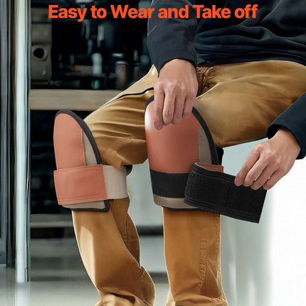 Knee Pads for Work, Durable Leather Construction Pads, Machine Washable Work Knee Pads, Easy to Wear and Take off, Extra Thick Knee Support for Gardening Flooring and Cleaning, Black and Brown.