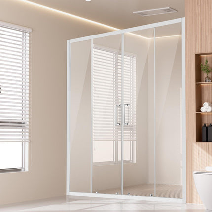 Semi-frameless Double Sliding Shower Door SGCC Tempered Glass 1/4" Chrome.