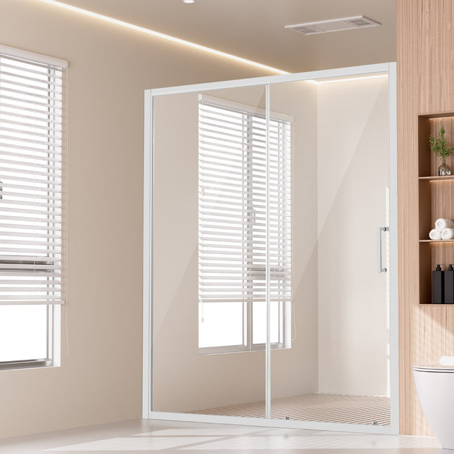 Semi-frameless Shower Door 57.7-59" x 70" SGCC Tempered Glass 1/4" Chrome.