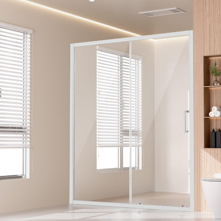 Semi-frameless Shower Door 57.7-59" x 70" SGCC Tempered Glass 1/4" Chrome.